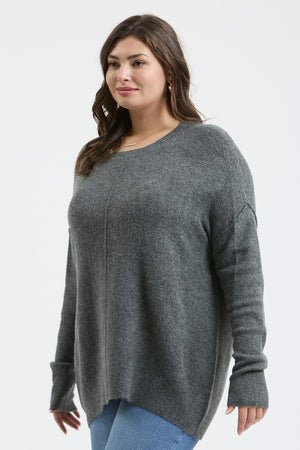 "Solid Choices" (Charcoal) Curvy Sweater