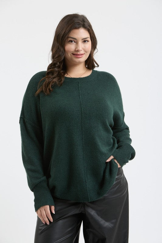 "Solid Choices" (hunter green) plus sweater