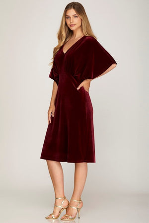 "Festive Feelings" (Cranberry) Dress