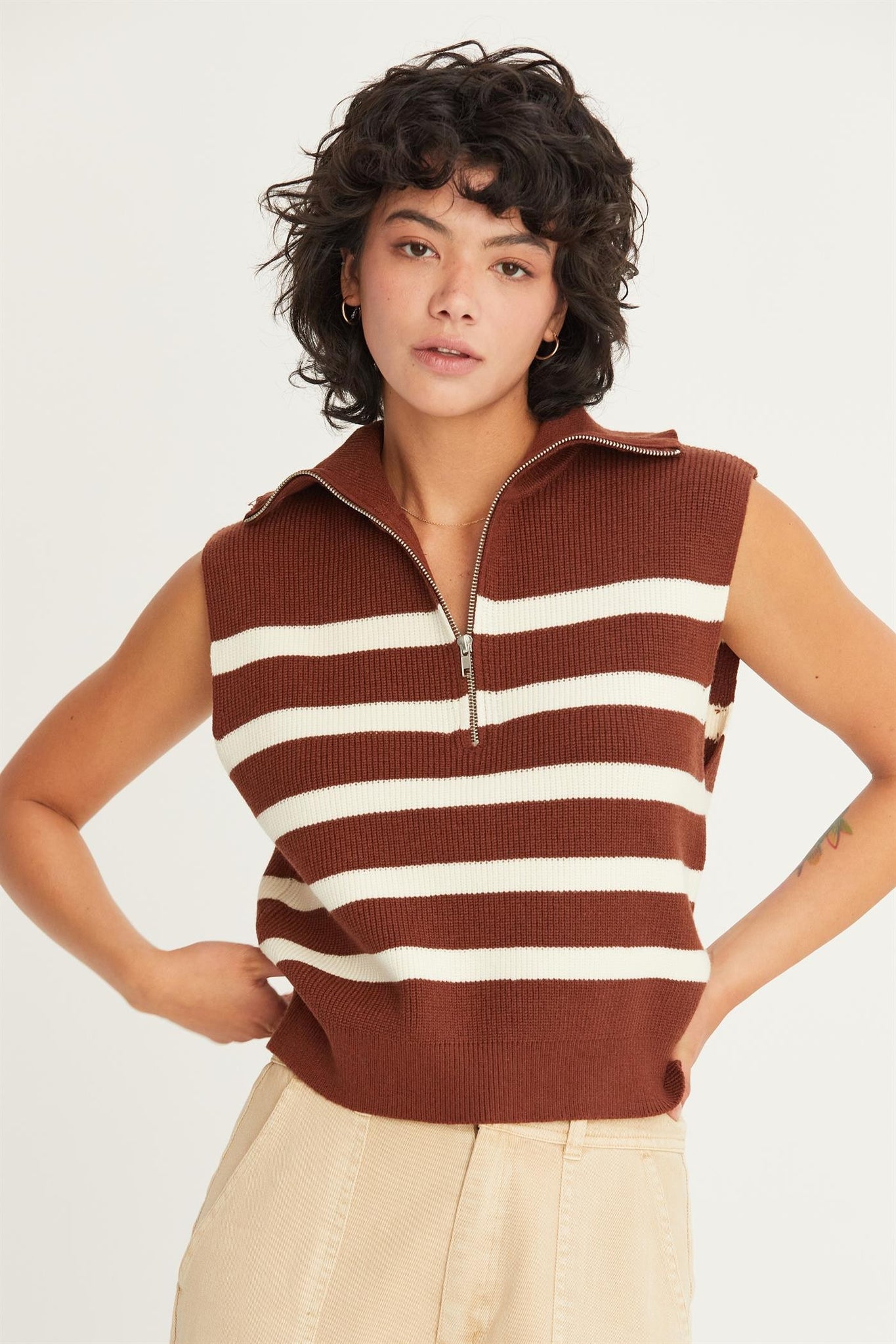 "Falling For Stripes" sweater vest