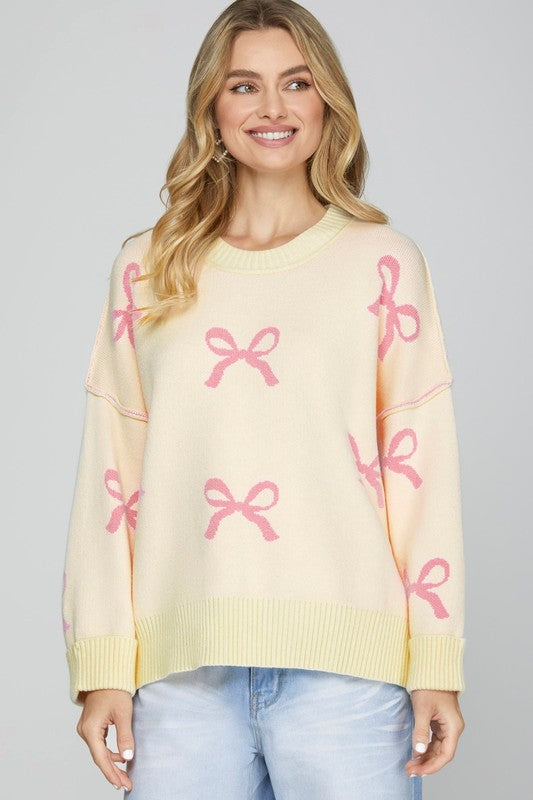 "Blushing Bows" sweater