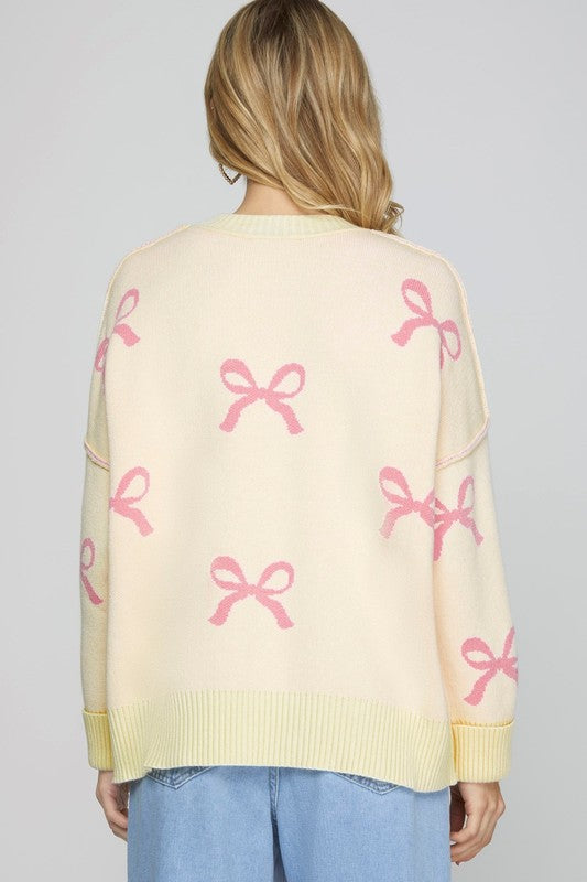 "Blushing Bows" sweater