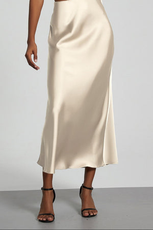 "Satin Elegance" (Apricot) Slip Skirt