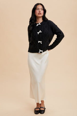 "Ribbons & Bows" (Black) Cardigan