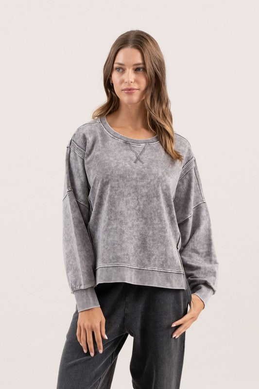 "Boho Babe" (Charcoal) Plus Top