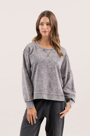 "Boho Babe" (Charcoal) Plus Top