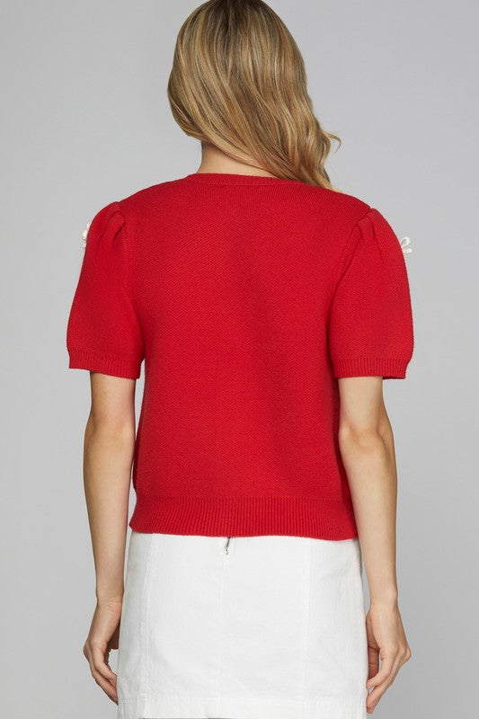 "Classier in Bows" (Red) Sweater