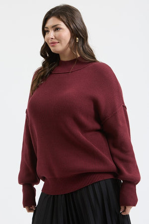 "Happy Season" (burgundy) plus sweater