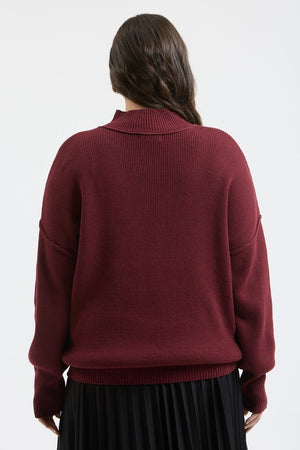 "Happy Season" (burgundy) plus sweater