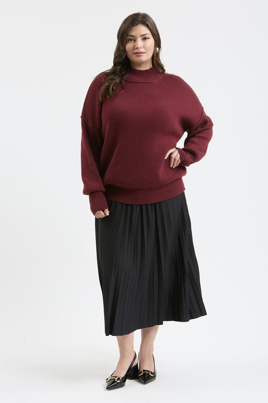 "Happy Season" (burgundy) plus sweater