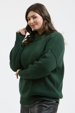 "Happy Season" (hunter green) plus sweater