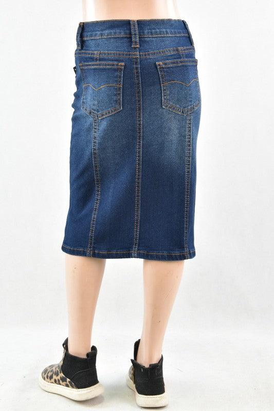 "Cutie in Denim" (Dark) Girls Be-Girl Skirt