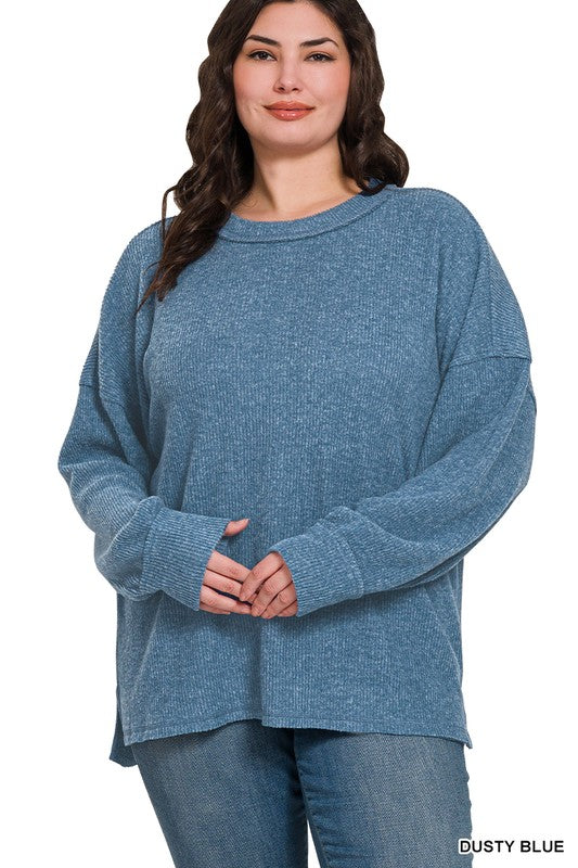 "Comfy and Classy" (Dusty Blue) Plus Top