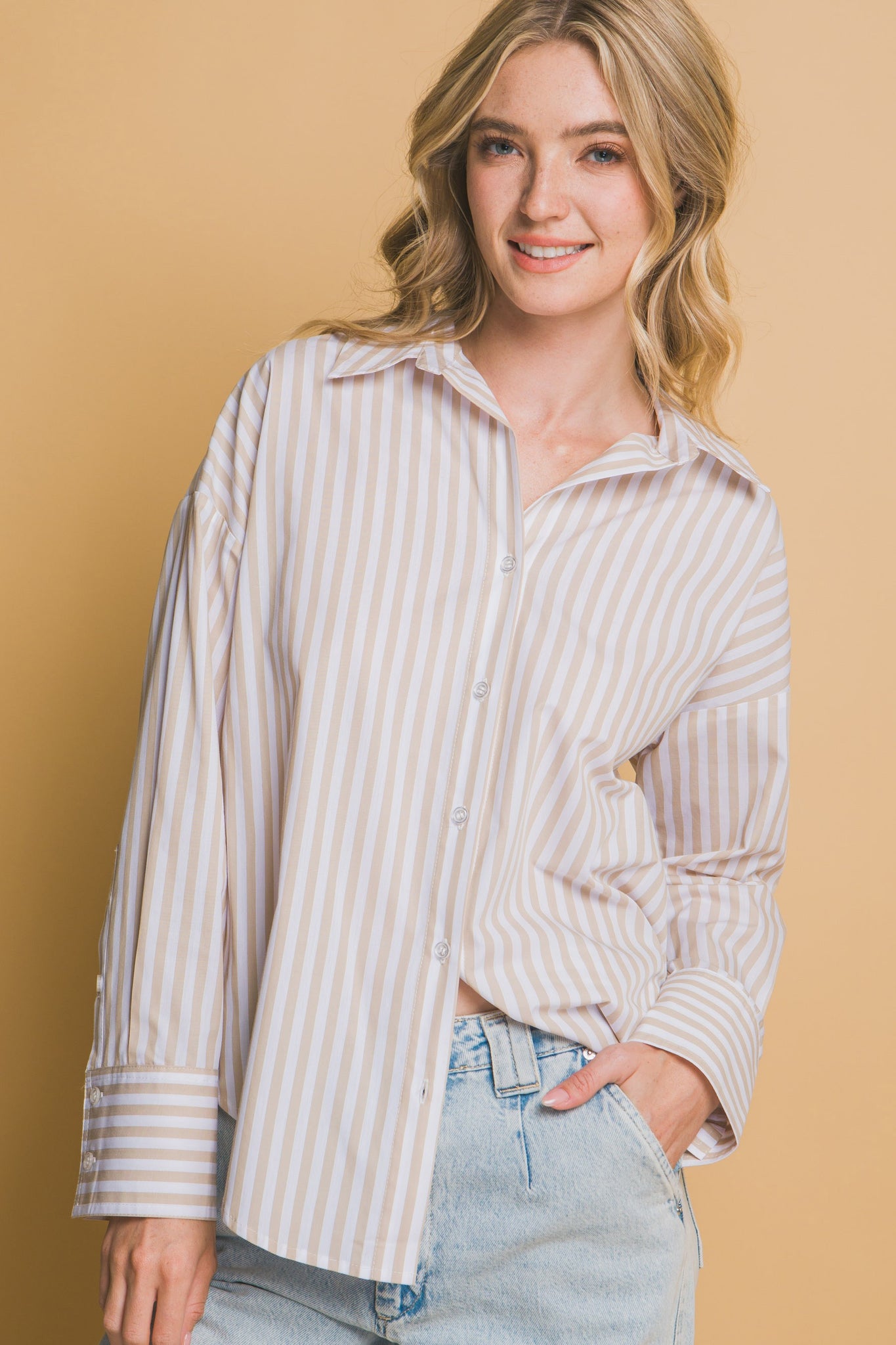 "Ocean Ready" (khaki) top