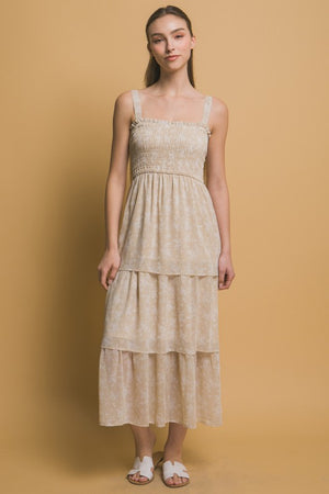 "Vintage Florals" (sand) jumper dress
