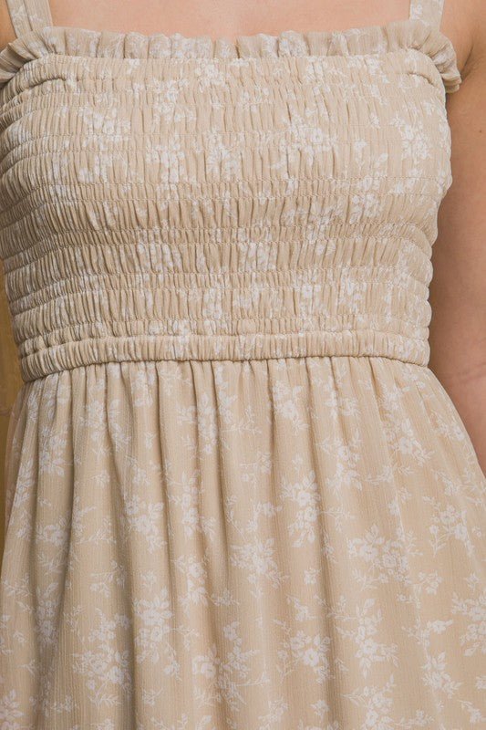 "Vintage Florals" (sand) jumper dress