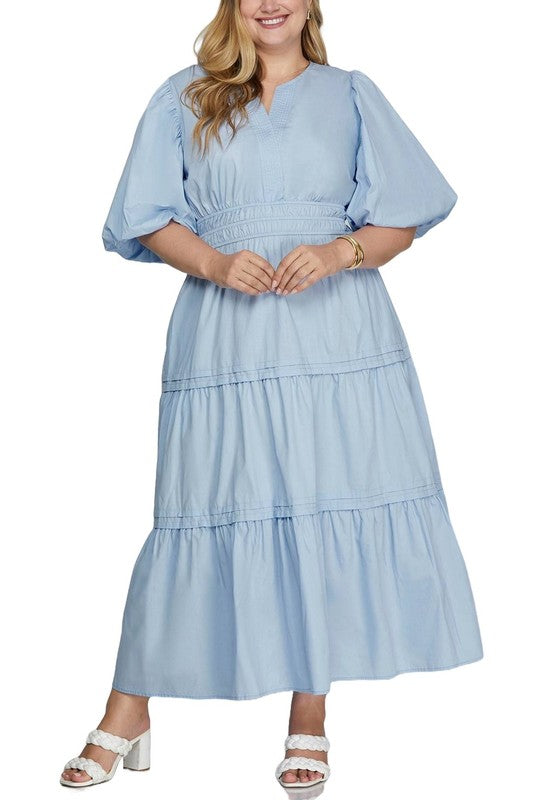 "Oh Darling its Spring" (Sky Blue) Plus Dress