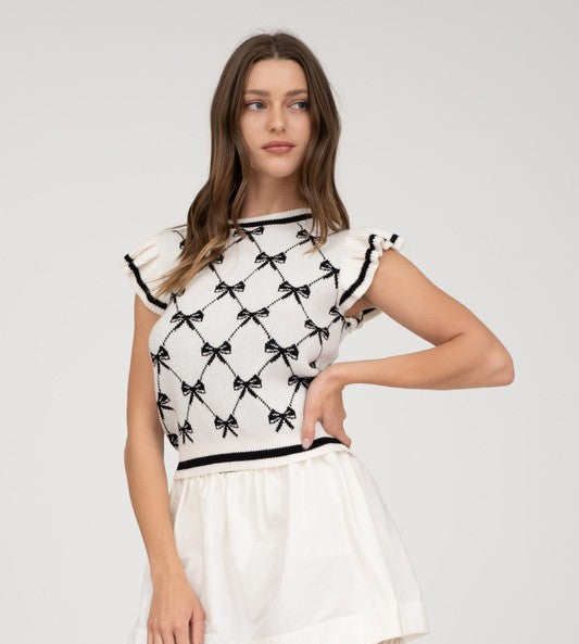 "Trendy in Spring" (Black) Bow Top