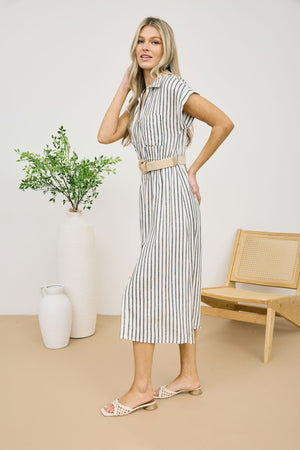 "Bags Are Packed" (black striped) dress