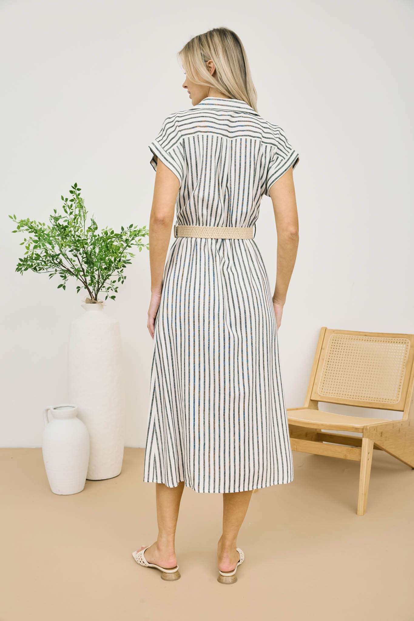 "Bags Are Packed" (black striped) dress