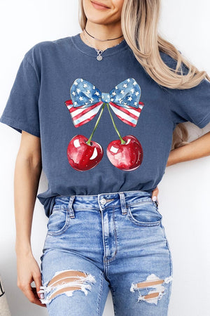 "America" cherry & bow plus t-shirt