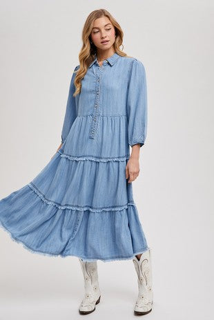 "Light Washed in Love" (denim) dress