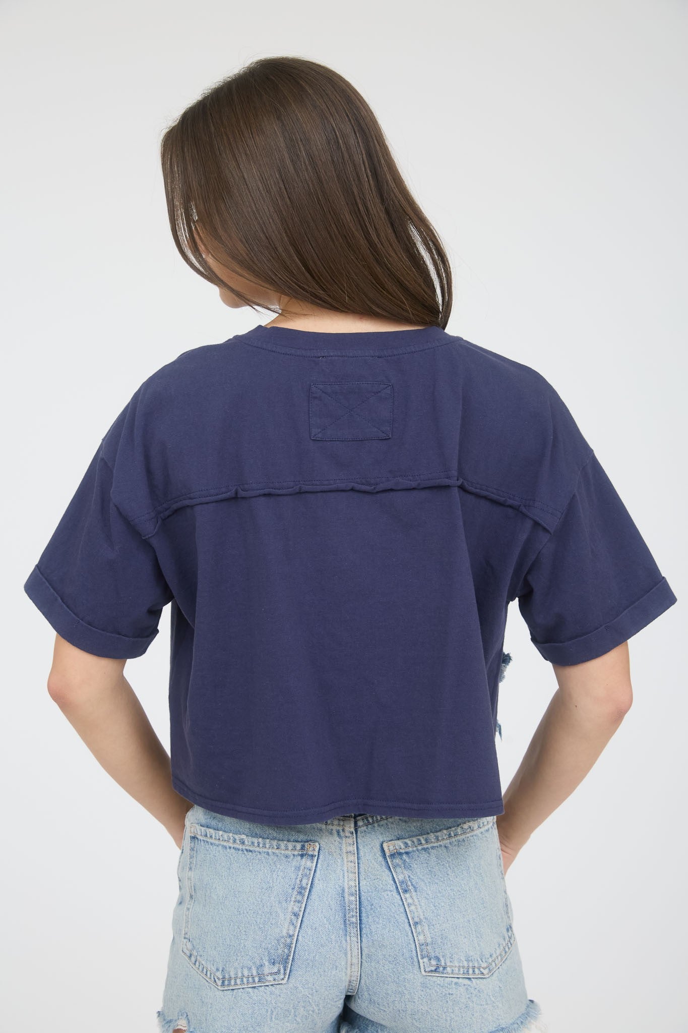 "Seeing Stars" (navy) long crop tee