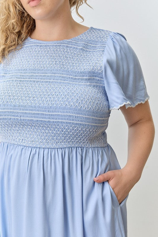 "Spacious Skies" (Lt. blue) reg & plus dress