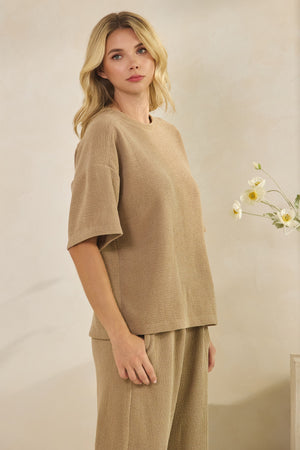 "Soft Knit Essential"(taupe) top