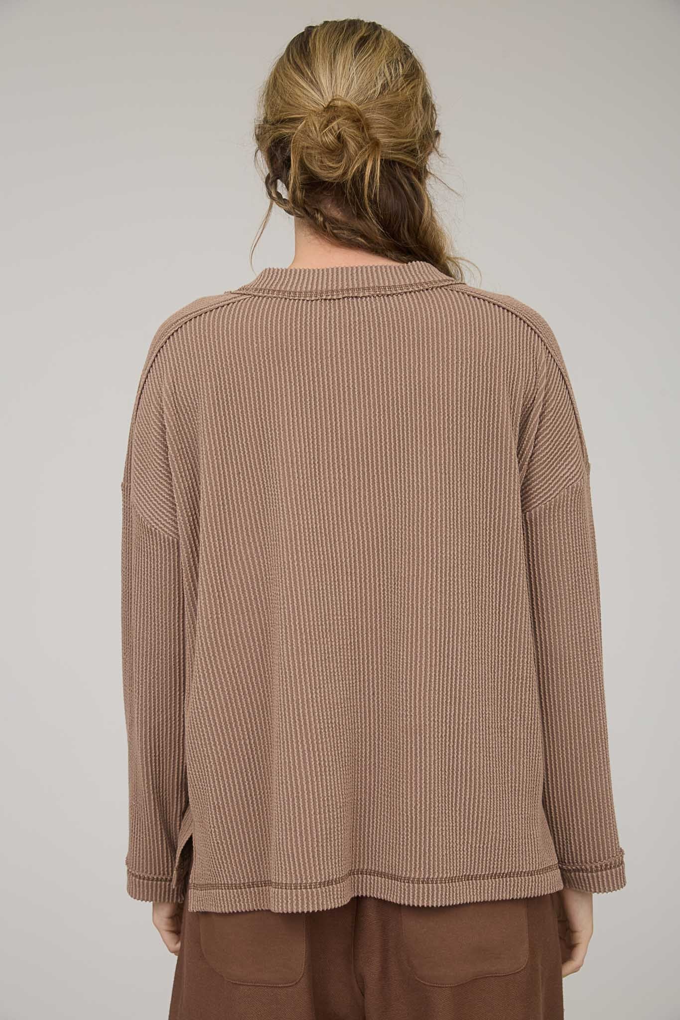 "Autumn Ease" ribbed top (mocha)