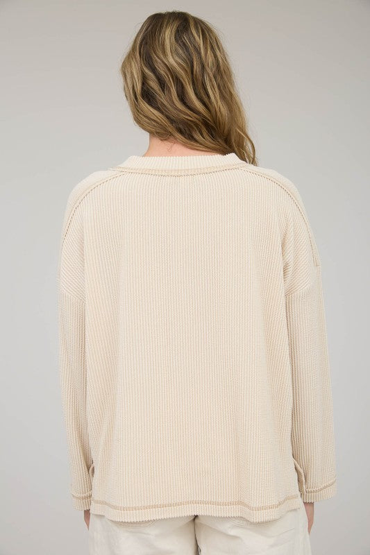 "Autumn Ease" ribbed top (oatmeal)