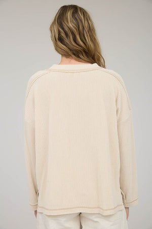 "Autumn Ease" ribbed top (oatmeal)