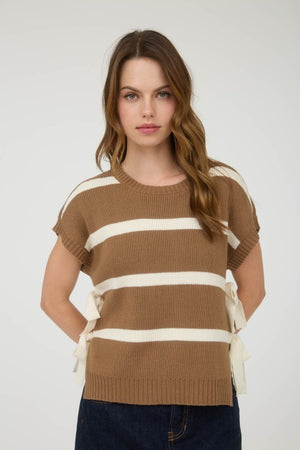 "Knot Your Basic Stripes" (tan/cream) top