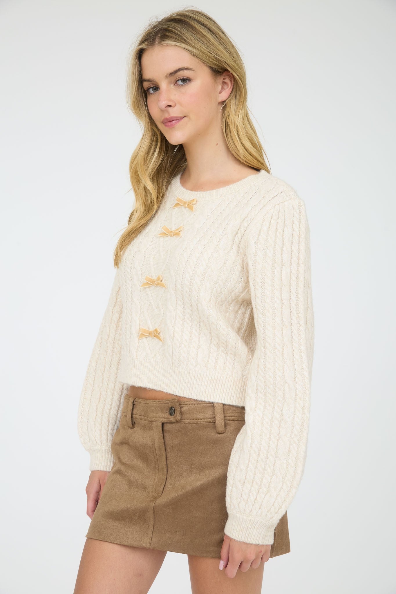 "Velvet Ties" (oatmeal) sweater