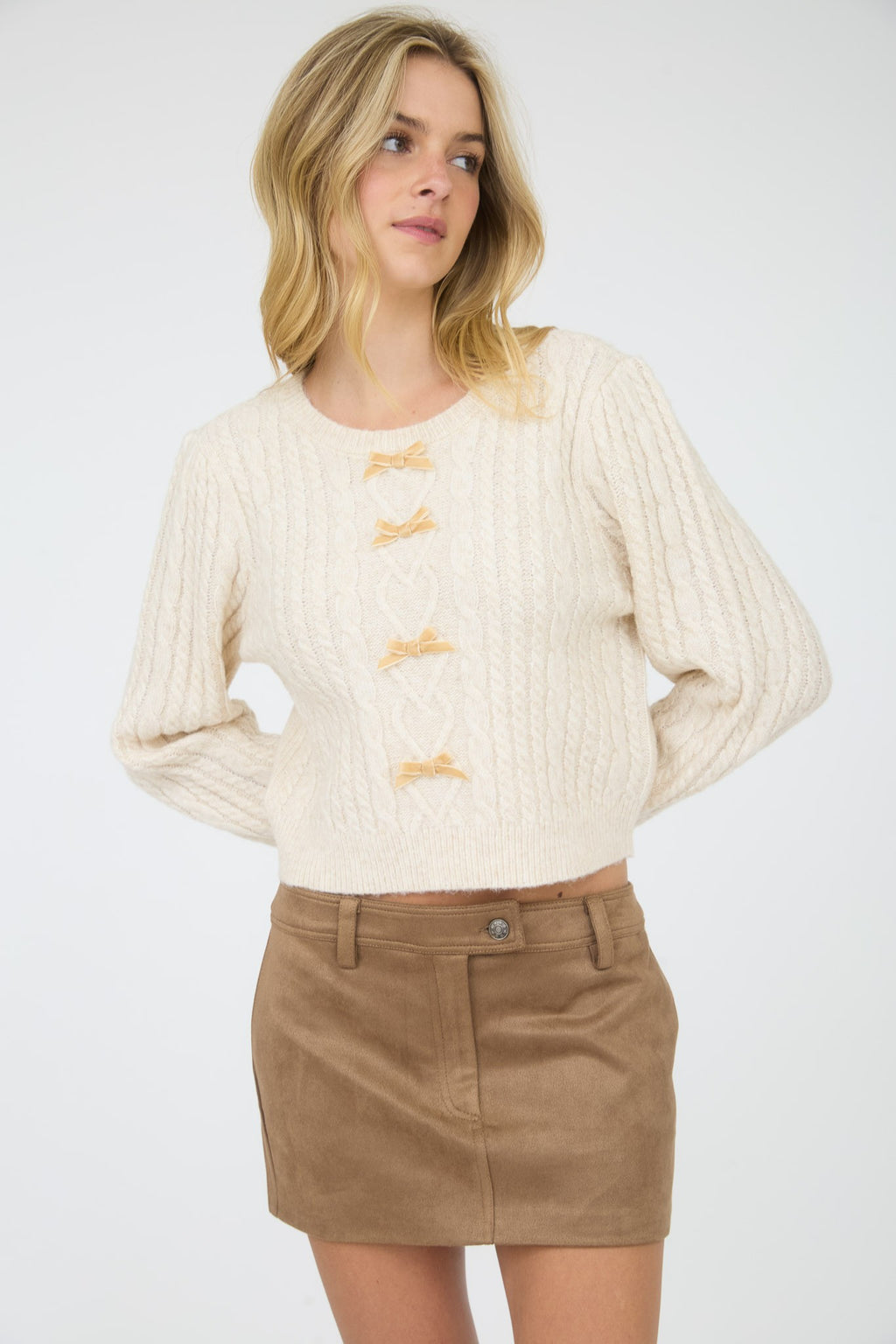 "Velvet Ties" (oatmeal) sweater