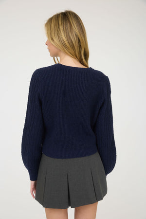 "Velvet Ties" (navy) sweater