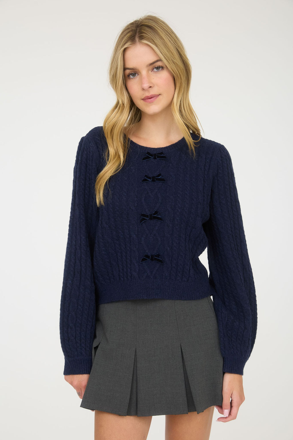 "Velvet Ties" (navy) sweater