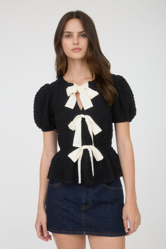 "Puffed And Pretty" (black) top