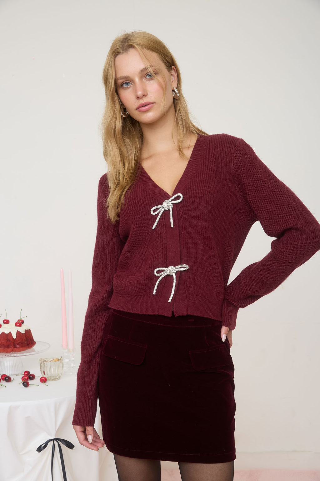 "Bold Vision" (burgundy) cardigan