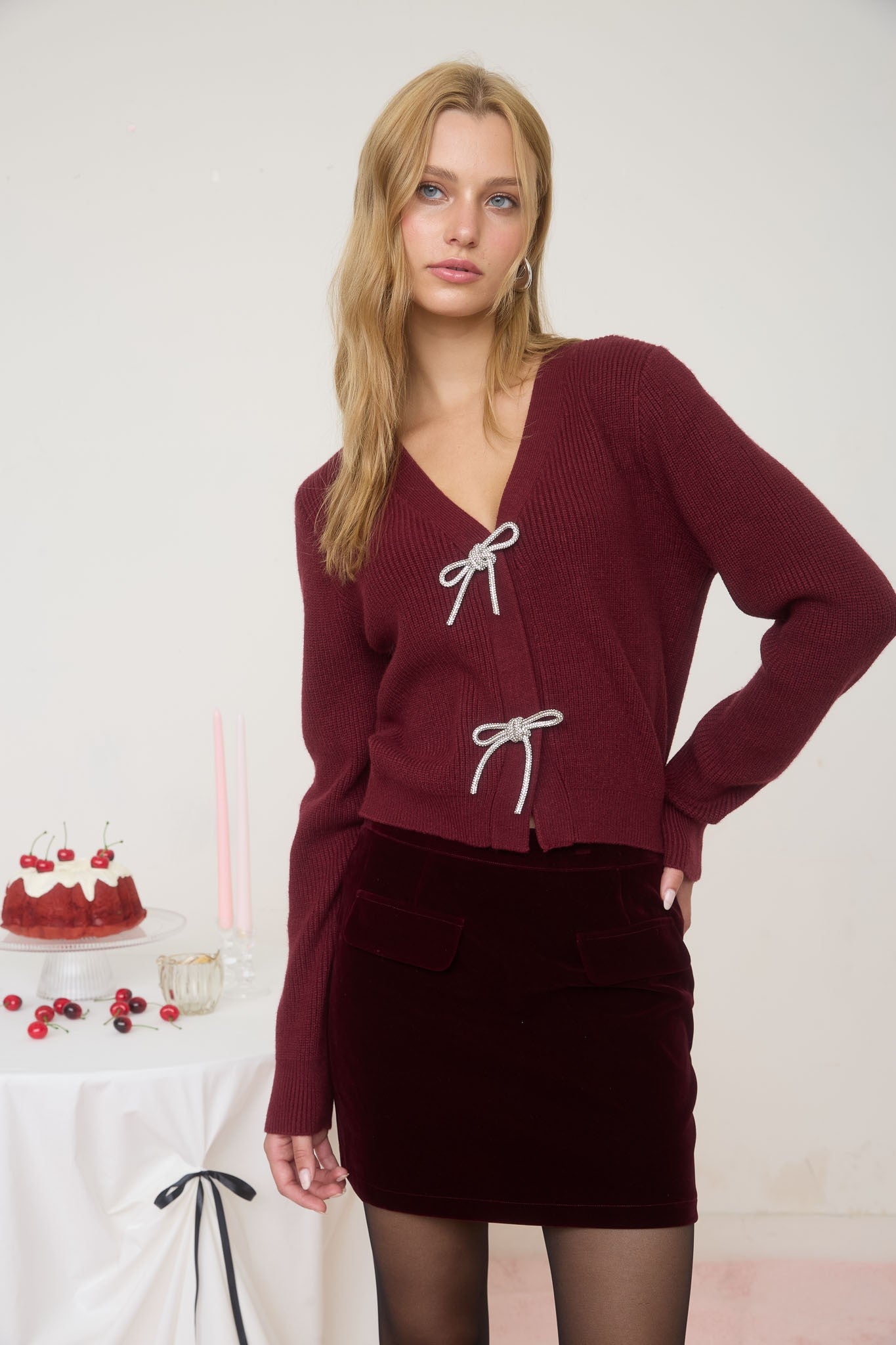 "Bold Vision" (burgundy) cardigan