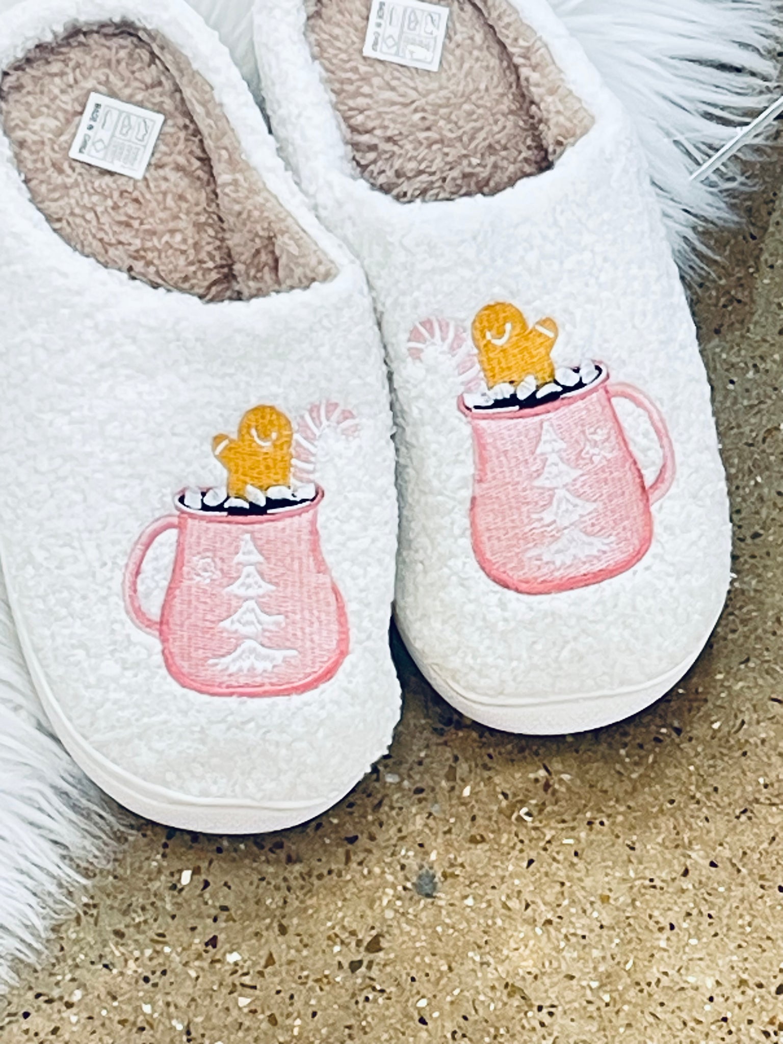 "Candy Cane Cocoa" slippers