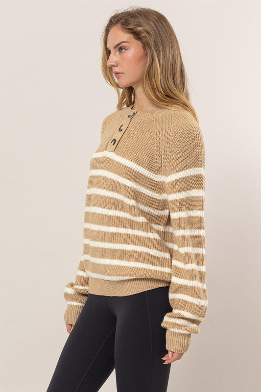 "Cozy Moment" (Tan and White) Sweater