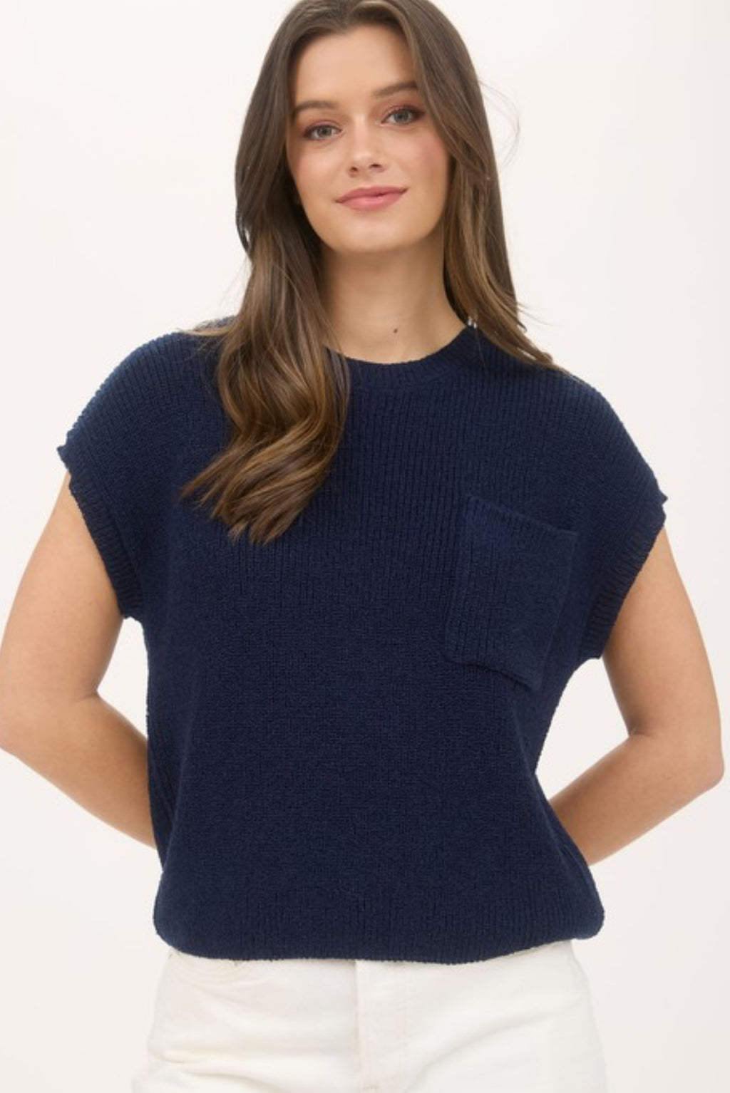 “Summer Break” (navy) top