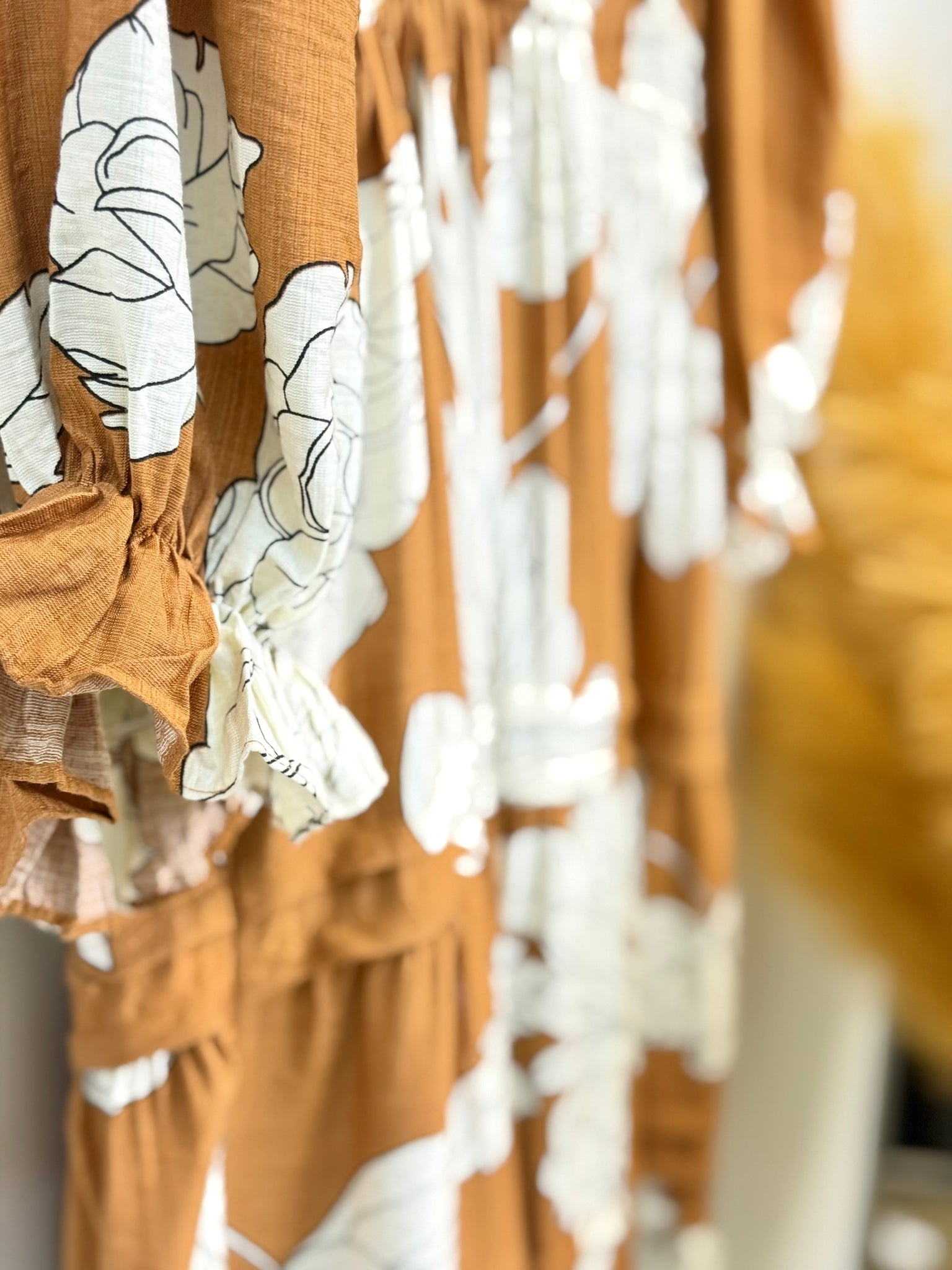 “Twilight Petals” (caramel) dress