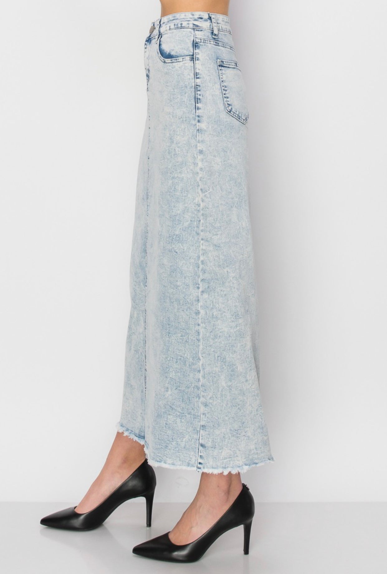 "Light Distressed Blues" long Be-Girl skirt