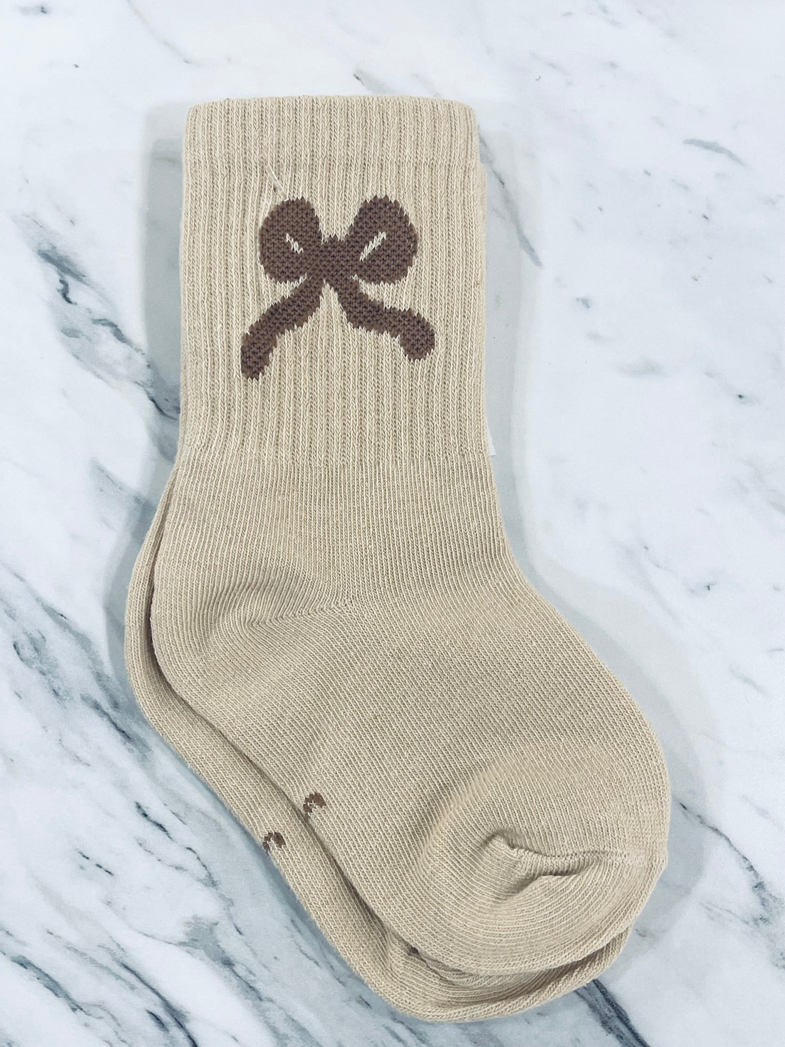 "Bow Comfort" (light tan) kid socks