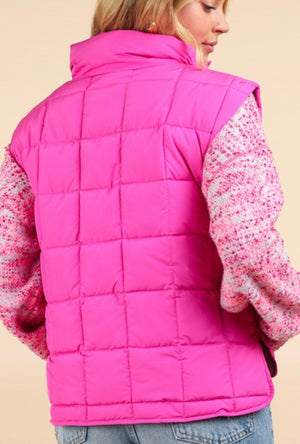 "Cozy Winter" (fuchsia) puffer vest