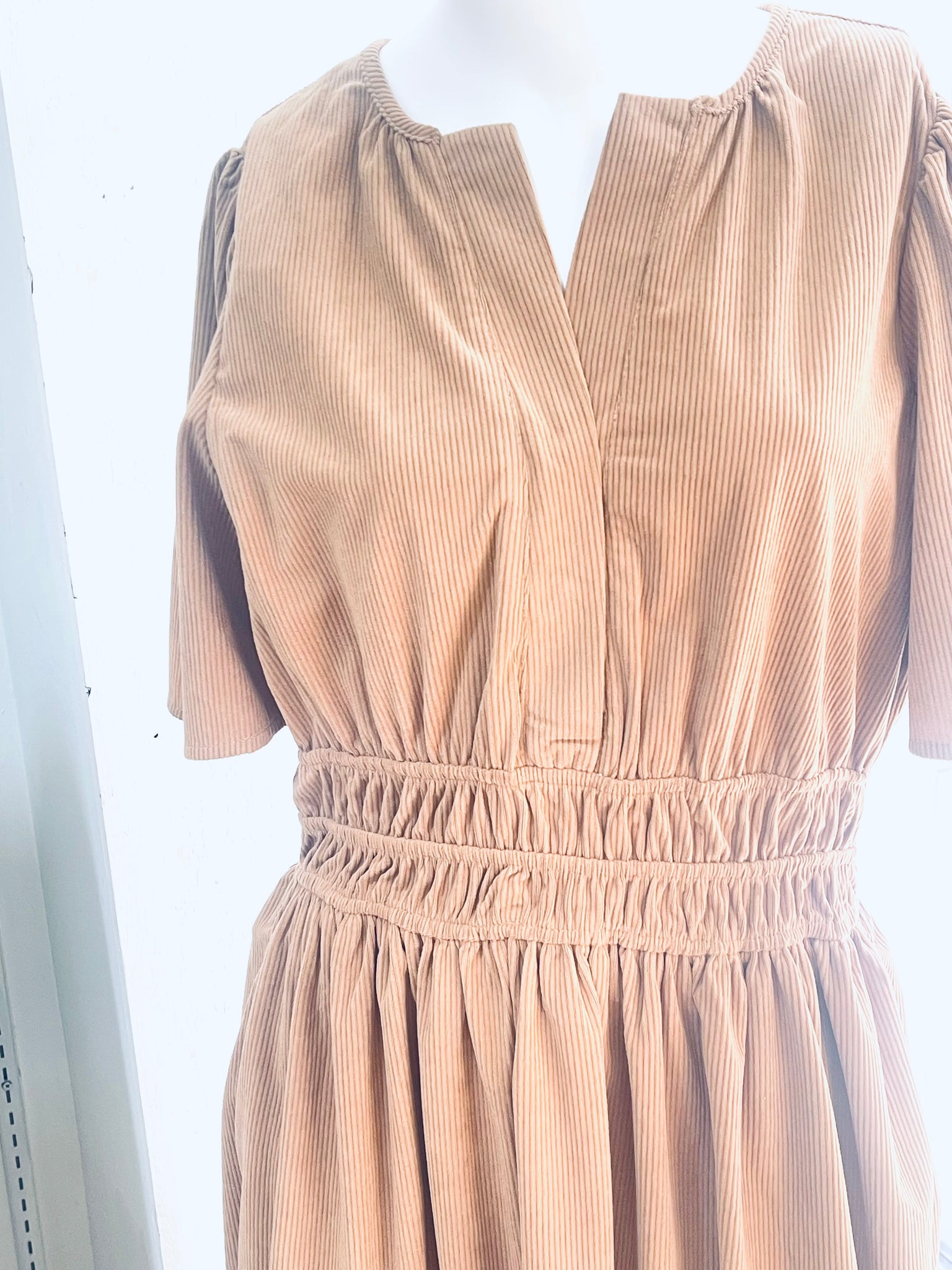 "Autumn Stroll" (taupe) dress
