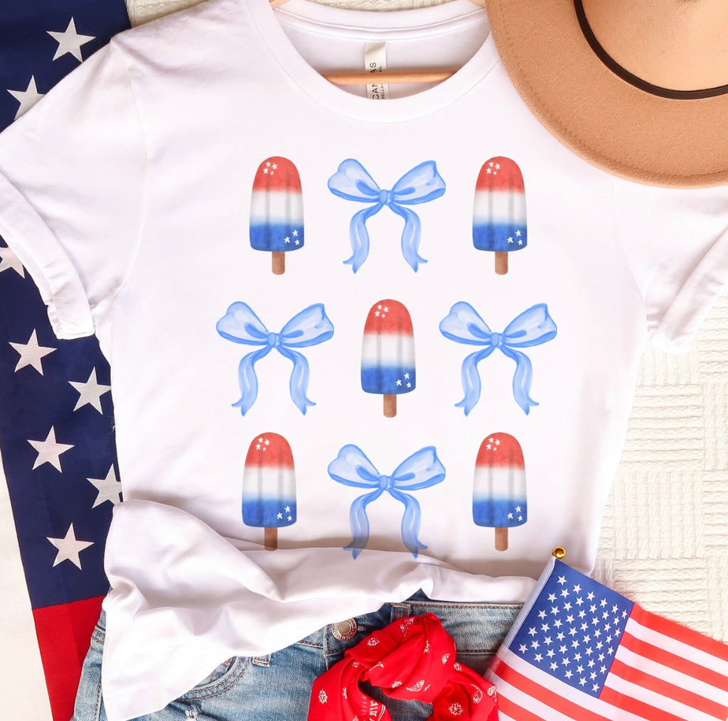 "Bows and Bomb Pops" Bella Canvas t-shirt