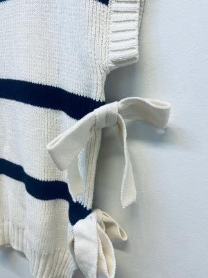 "Knot Your Basic Stripes" (cream/black) top
